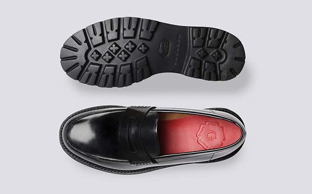 Grenson Jefferson Mens Loafers in Black Hi Shine Leather GRS113544